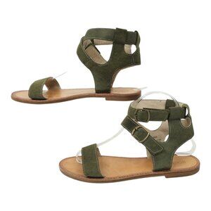 Boutique Corkys Allison Sandals Suede Womens Size 9 Green Hook Loop Buckle Strap